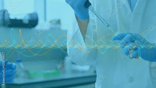 Upon vial handing scientist B attaching pipette tip, drawing reagent, dispensing into tube for test