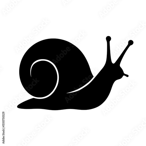 Black Silhouette of a Snail with Curled Shell