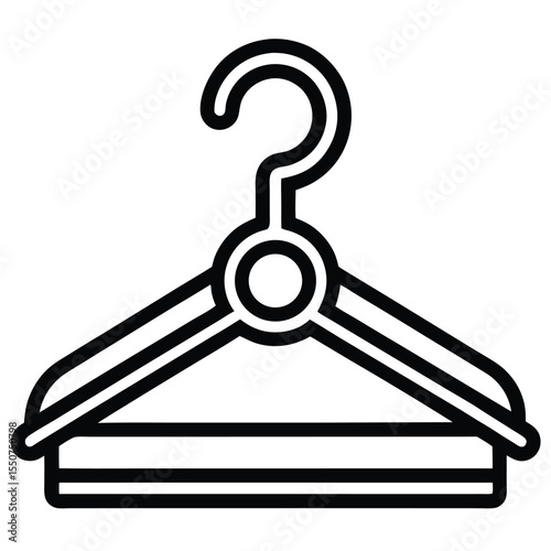 Clothes Hanger Line Art Icon | Black and White Vector Illustration for Design and Branding