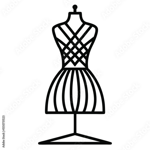 Dress Form Line Art Icon | Black and White Vector Illustration for Design and Branding