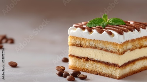 Delicious Tiramisu Dessert with Creamy Layers and Chocolate Topping, Perfect for Special Occasions