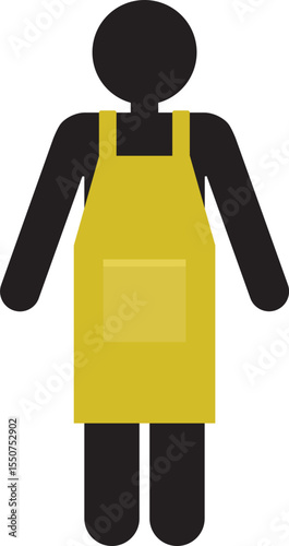 Worker represented with an apron suggesting a role in food service, cleaning, or manual task.