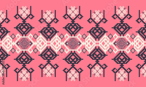  Geometric Ethnic pattern,
Native American tribal fabric, tile, carpet, vector,
illustration design, on background, Pattern fabric pixel, design for background, clothing, decorative, drapery, cloth