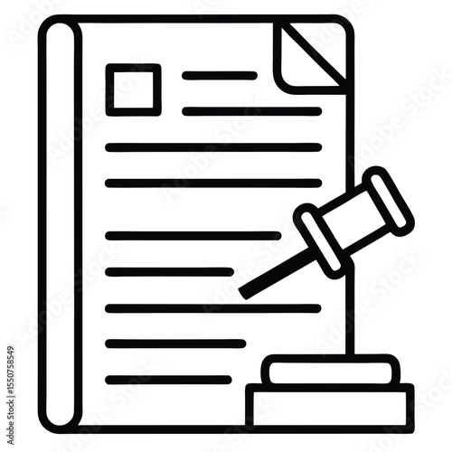 Clean black and white line art icon representing a legal document