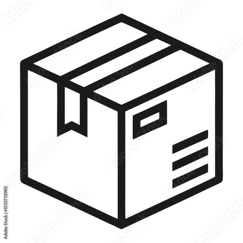 Simple black and white line art icon representing a plain package or box