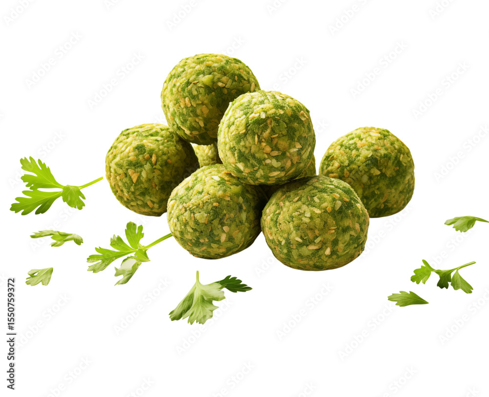 Obraz premium Delicious Green Herb Meatballs: Recipe Inspiration & Food Photography transparent background png