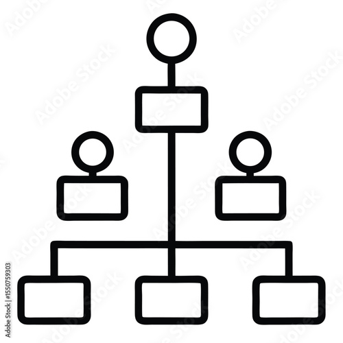 Black and white line art icon representing quality hierarchy and evaluation