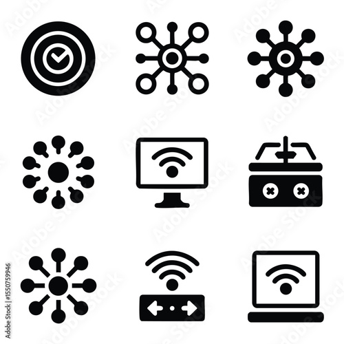 Network Connectivity Icons: Pixel Art Designs for Websites and Applications