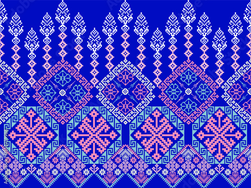  Geometric Ethnic pattern,
Native American tribal fabric, tile, carpet, vector,
illustration design, on background, Pattern fabric pixel, design for background, clothing, decorative, drapery, cloth