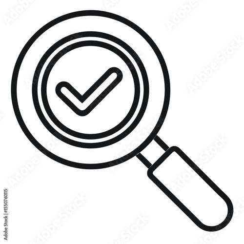 Simple black and white line art magnifying glass icon for search and discovery