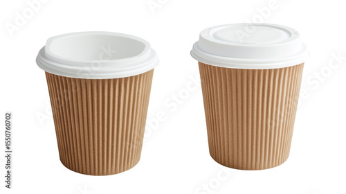 Wallpaper Mural Stylish brown coffee cup with white lid on white background Torontodigital.ca