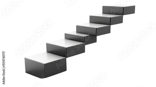 Successful steps into sky on  white background

