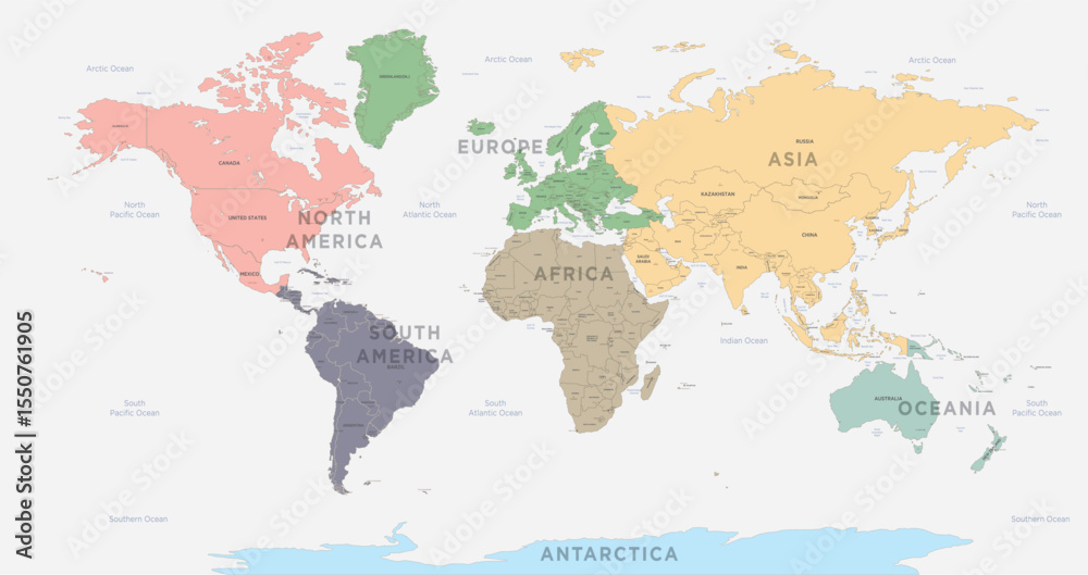 Naklejka premium World Map vector. Detailed illustration of worldmap