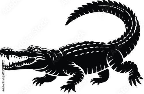 Wallpaper Mural Black Alligator Silhouette Vector Design with Detailed Tail Torontodigital.ca
