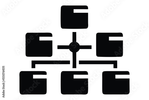 Hierarchical File Structure Icon Depicting a Networked Folder System