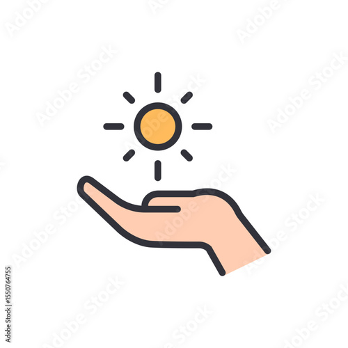 Sun In The Palm Of A Hand Symbolizing Hope And Optimism