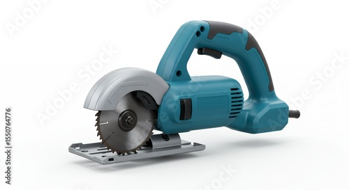 Wallpaper Mural Teal electric circular saw against white background Torontodigital.ca