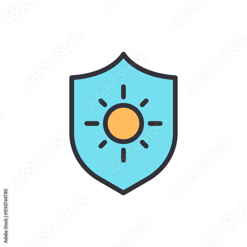 Stylized Sun Icon Shield Protection From Ultraviolet Rays Illustration
