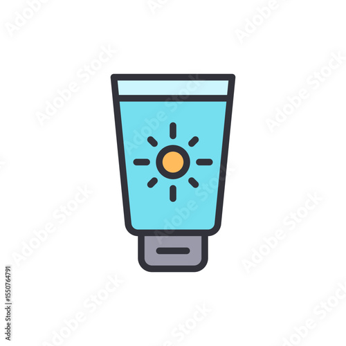 Sunscreen Tube With Sun Icon For Skin Protection And Summer Care