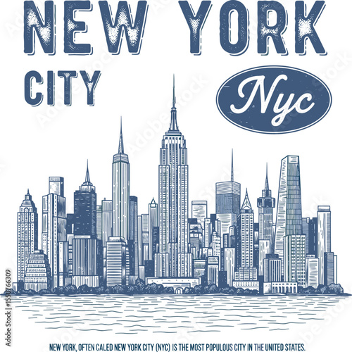 New york City NYC print design. vintage hand drawn grunge effects. city print design. usa city print design. united states landskep .