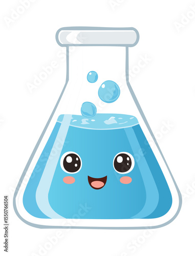 Smiling Blue Conical Flask Art