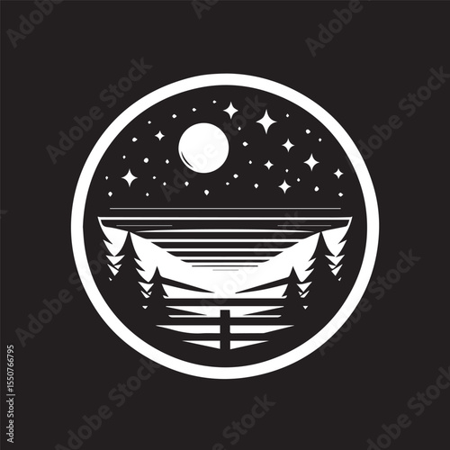 black and white night background, editable vector image