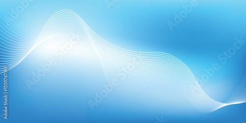 Abstract blue gradient background with shining lines waves.