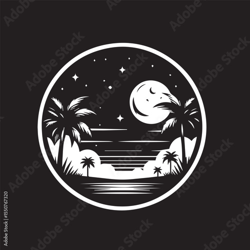 black and white night background, editable vector image
