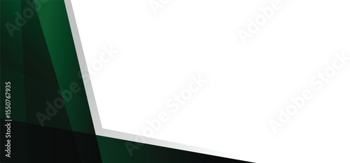 Minimal emerald green abstract geometric shapes on a white background with gradient color, multiply, and copy space