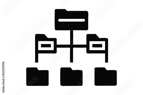 Hierarchical File Structure Icon Depicting a Networked Folder System