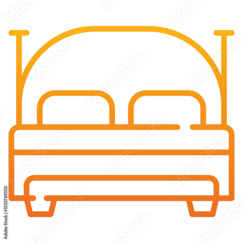 Double bed furniture gradient icon