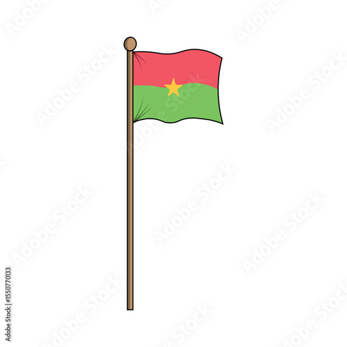 Republik Volta Hulu, Burkina Faso   flag with pole. made in indonesia, west java, cirebon'