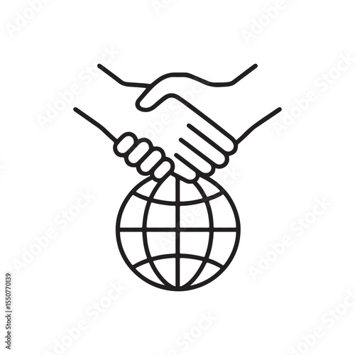 Handshake vector illustration over a globe 