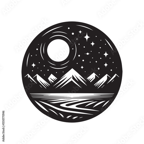black and white night background, editable vector image