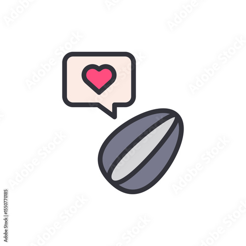 Sunflower Seed With Love Sign Floating Concept For Healthy Snacking
