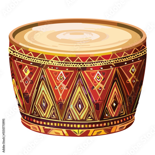 Ornate Brown Patterned Hand Drum