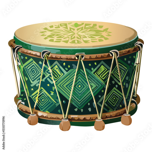Decorative Green Patterned Hand Drum