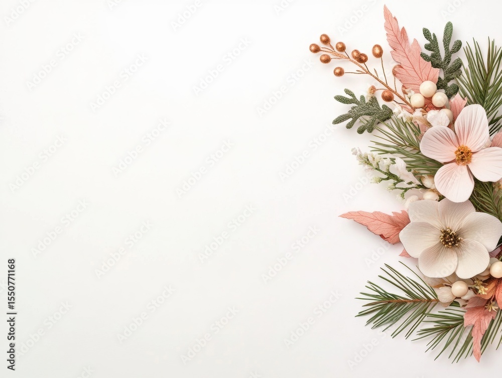 Fototapeta premium Delicate floral arrangement on white background
