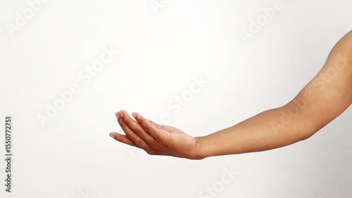 Human arm gestures, demonstrating various hand positions against a white background, movement series
