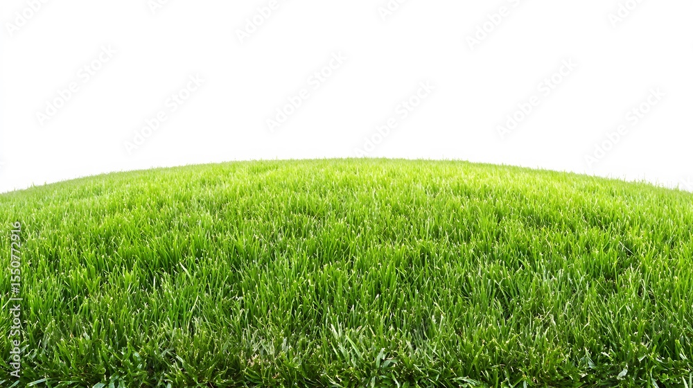 Obraz premium Lush Green Grass Field Isolated on White Background