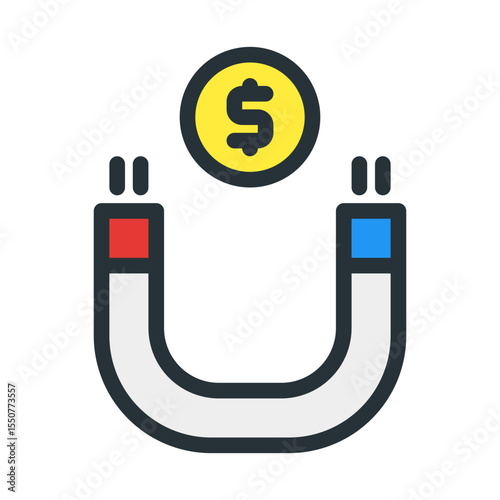 money attraction. This is a vector single icon with a filled outline style. Suitable for any purpose, such as website design, mobile app design, logo design, pattern design, etc.	