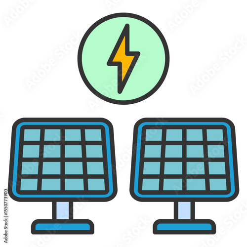 Solar Farm Icon Element For Design