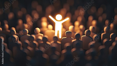 A single, bright figure amidst a crowd