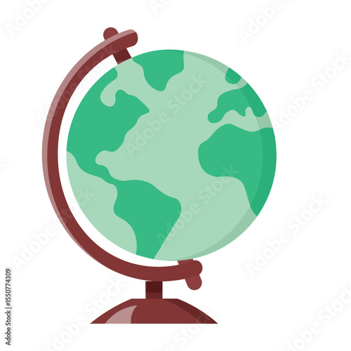 Simple globe with green continents in a flat vector style. Ideal for geography, education, or global concept infographics.
