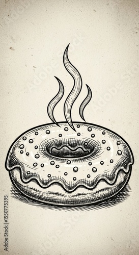 Delicious Donut Illustration Sketch Style Sweet Treat Drawing