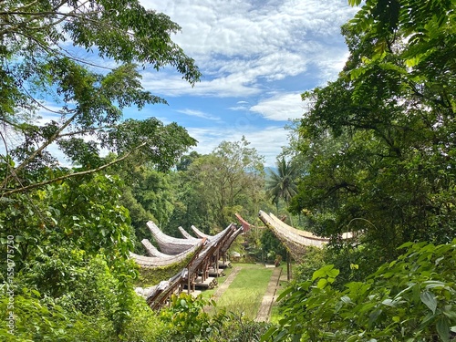 View from the top of the traditional Tongkonan house in Buntu Pune village, Tana Toraja, South Sulawesi