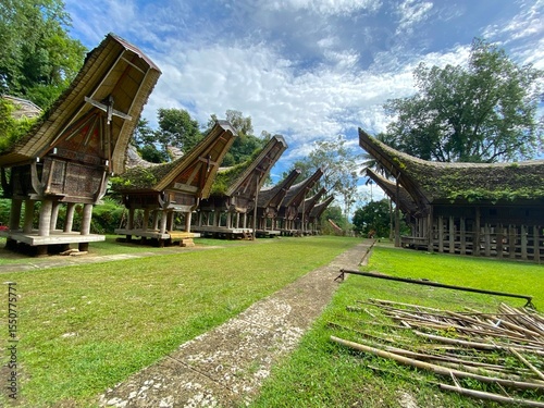 View from the top of the traditional Tongkonan house in Buntu Pune village, Tana Toraja, South Sulawesi