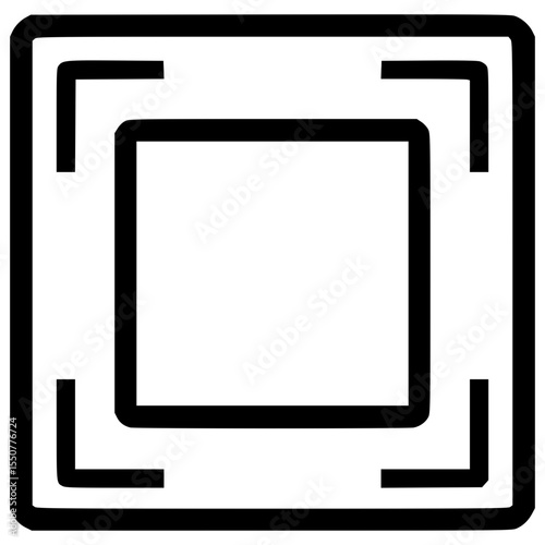Vector illustration of a square with rounded corners in a frame