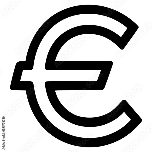 Stylized euro currency symbol in bold vector design for graphic use