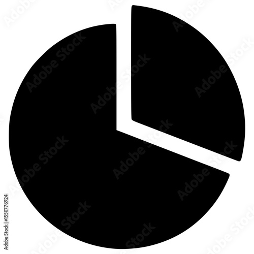 Simple black pie chart illustrating data distribution and percentages
